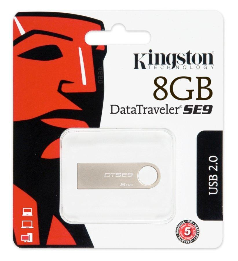 Pendrive de 8Gb - Kingston DTSE9, USB 2.0, color plateado