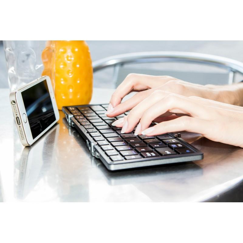 Teclado Multi dispositivo - Silver HT Origami Portable, Bluetooth, Plegable