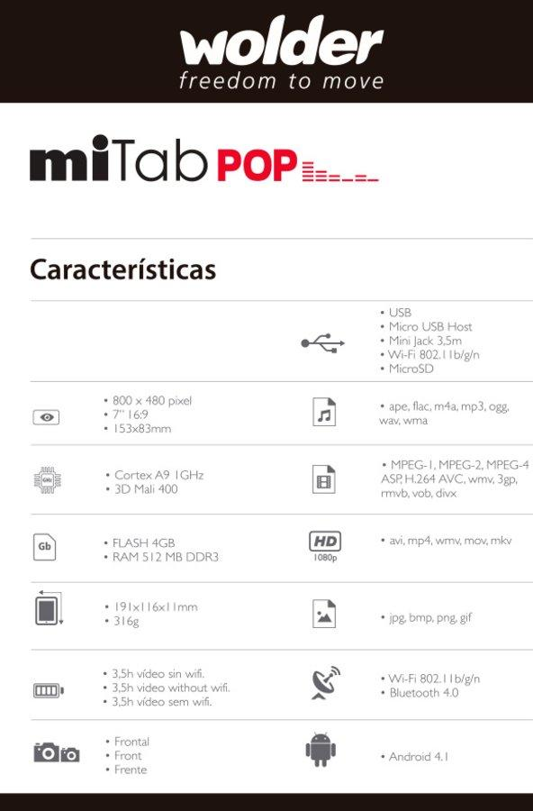 Tablet - Wolder miTab POP 7 pulgadas