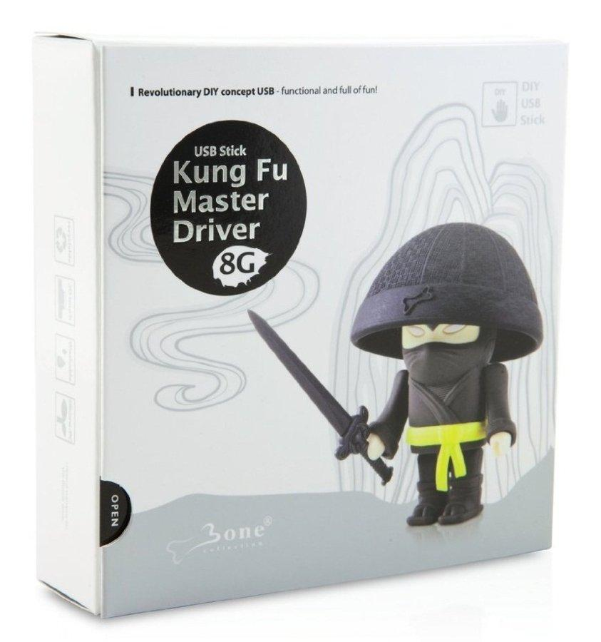 Pendrive 8Gb - Bone Kung Fu Master, USB 2.0, desmontable, color negro