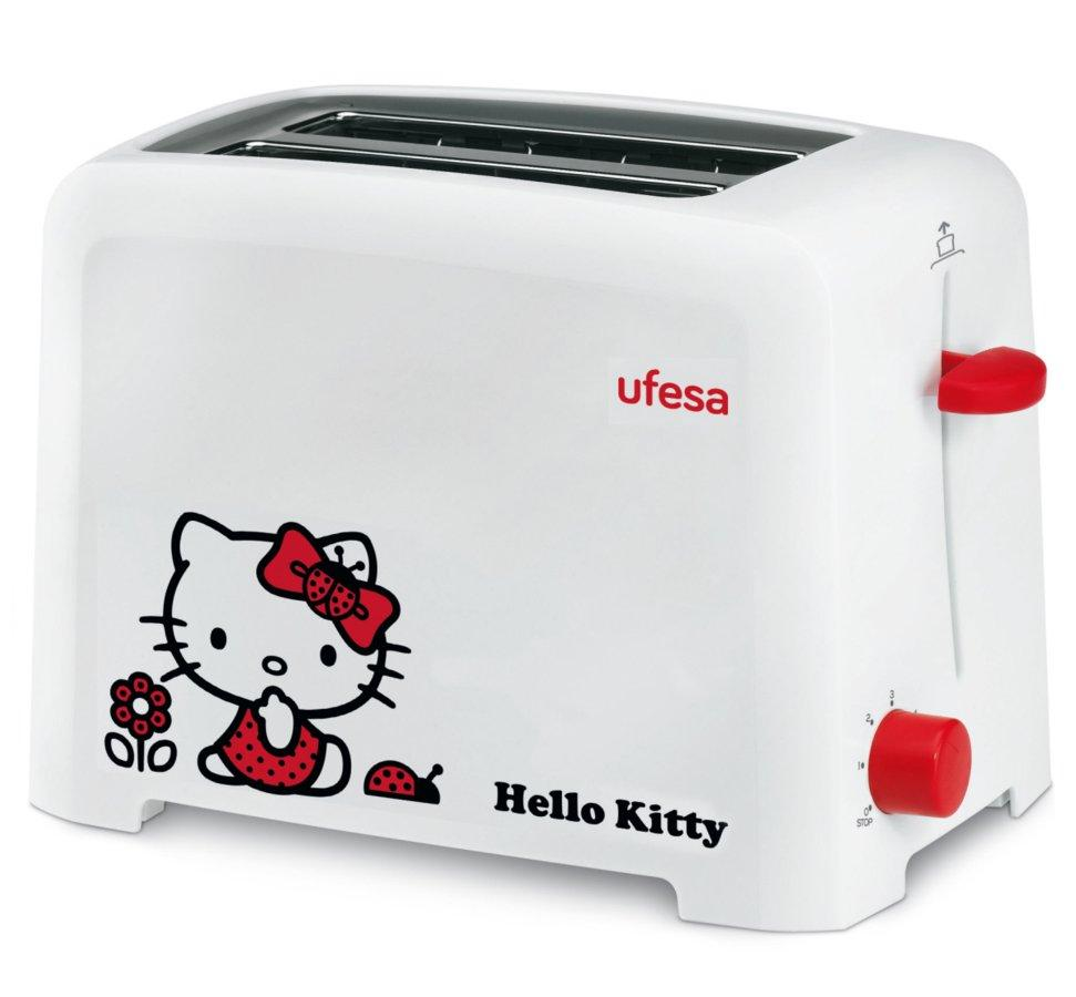 Tostadora - Ufesa TT7360HK HELLO KITTY Potencia 900W, Capacidad para 2 tostadas, Especial pan de