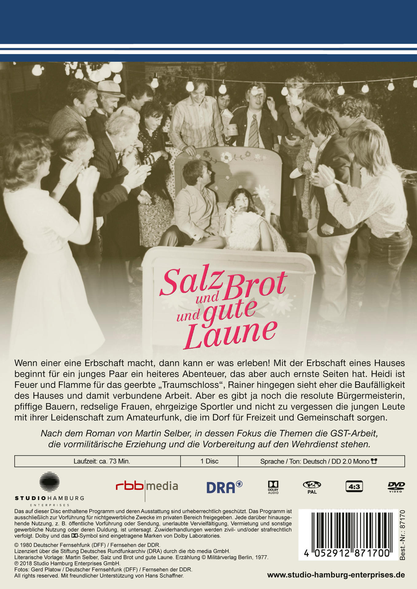 DVD-Cover mit einer Gruppe von Menschen. Der Titel befindet sich in der Mitte. Text auf Deutsch unten.