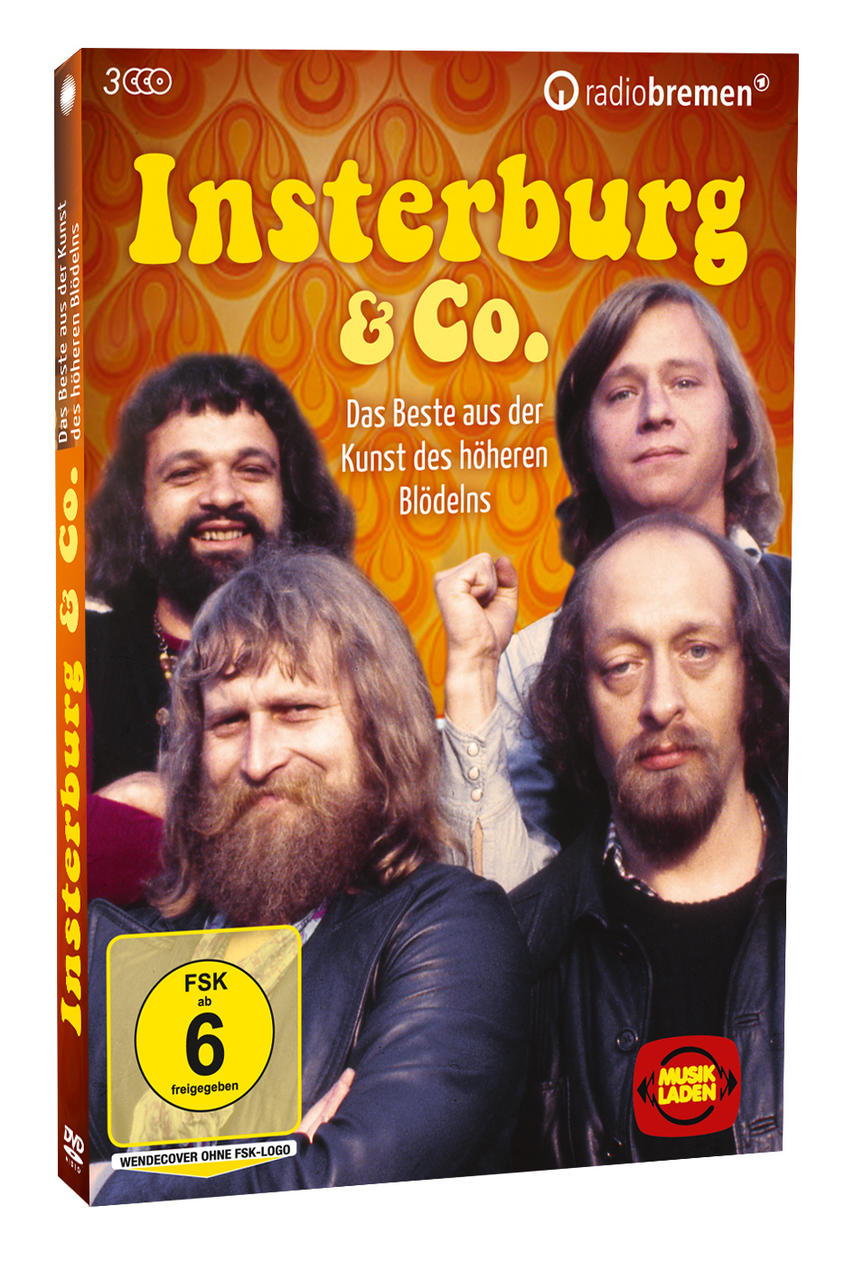 DVD von Insterburg & Co. mit Bildern der Bandmitglieder. Die Box ist orange.
