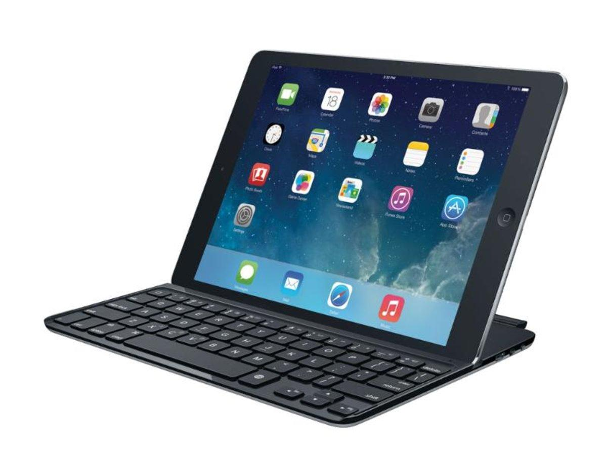 Funda con teclado para iPad Air - Logitech Ultrathin Cover, Bluetooth, color negro