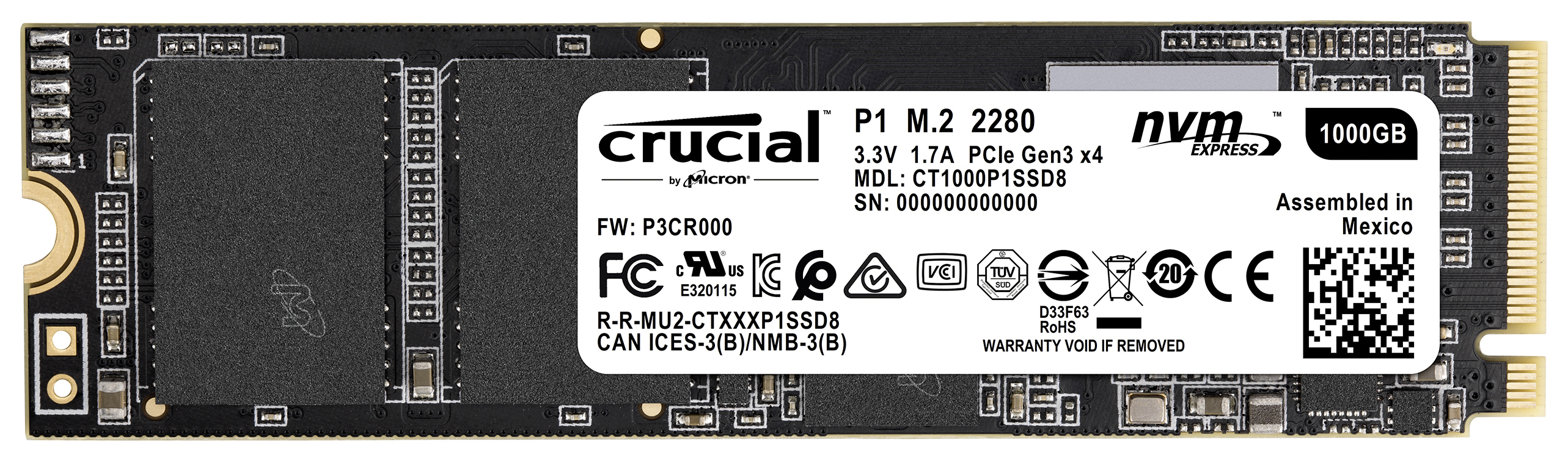 TB M.2 via CRUCIAL SSD intern Festplatte, PCIe, 1 CT1000P1SSD8