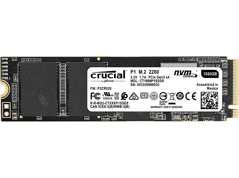 CT1000P1SSD8 TB via SSD 1 Festplatte, CRUCIAL intern M.2 PCIe,