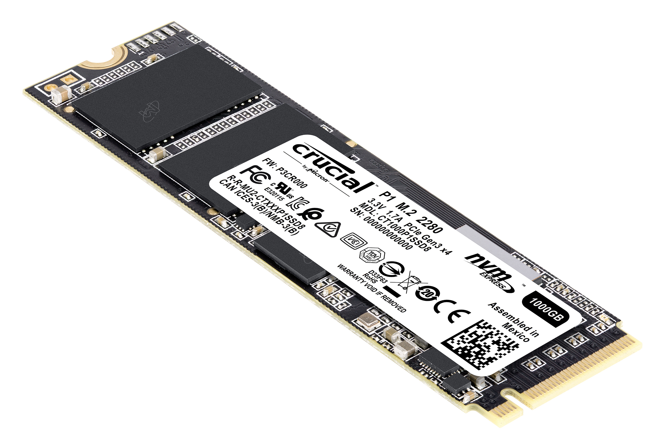 SSD M.2 intern PCIe, TB CRUCIAL 1 via CT1000P1SSD8 Festplatte,