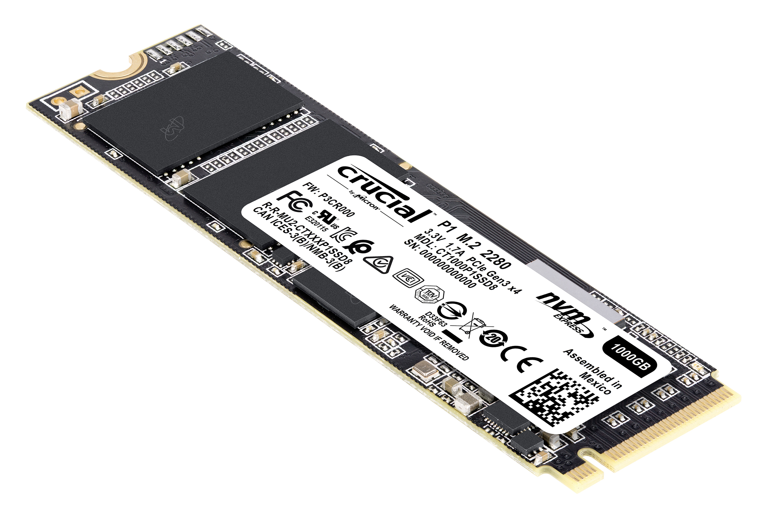 CRUCIAL CT1000P1SSD8 Festplatte, 1 TB SSD M.2 via PCIe, intern