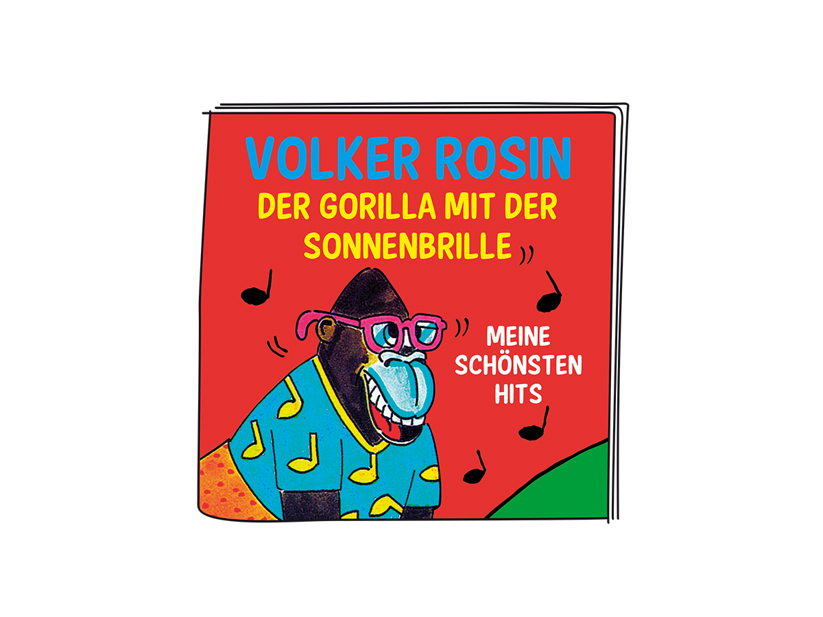 Ein Cartoon-Albumcover. Ein Gorilla mit Sonnenbrille und Hemd. Roter Hintergrund.