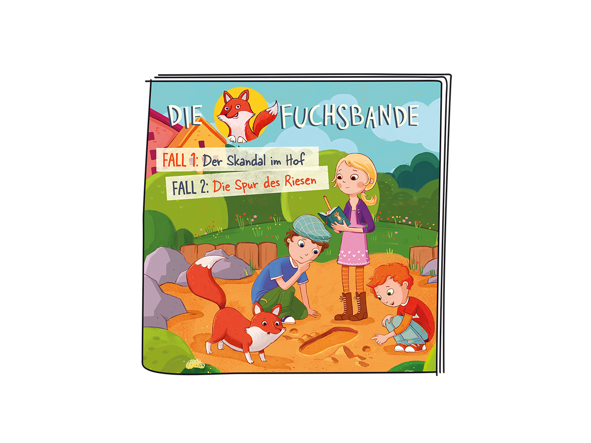 Buchcover mit Cartoon-Illustrationen von Kindern und einem Fuchs. Text auf Deutsch.
