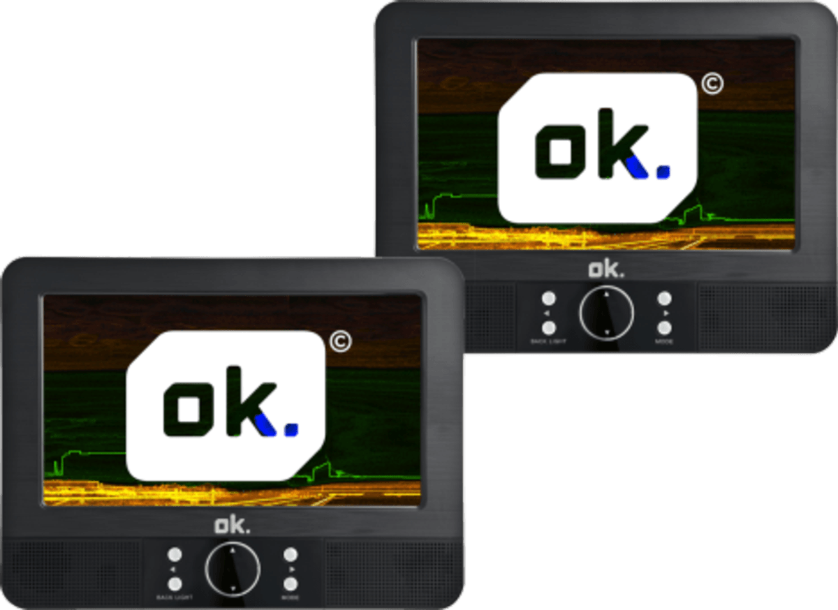 DVD portátil - OK OPD700DUAL, Doble pantalla 7" LCD