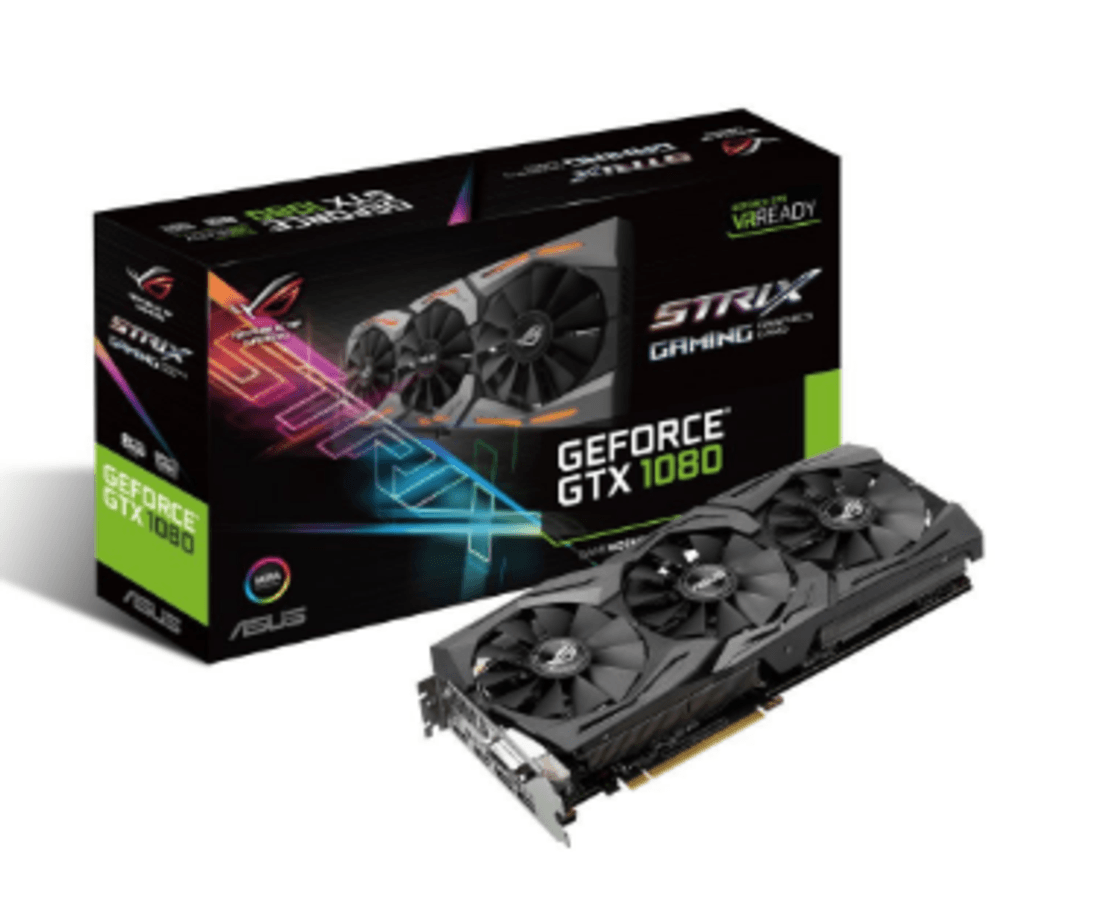 Tarjeta gráfica - ASUS Nvidia GeForce GTX1080 Strix OC 8GB, Reloj acelerado a 1936 MHz, DirectCU