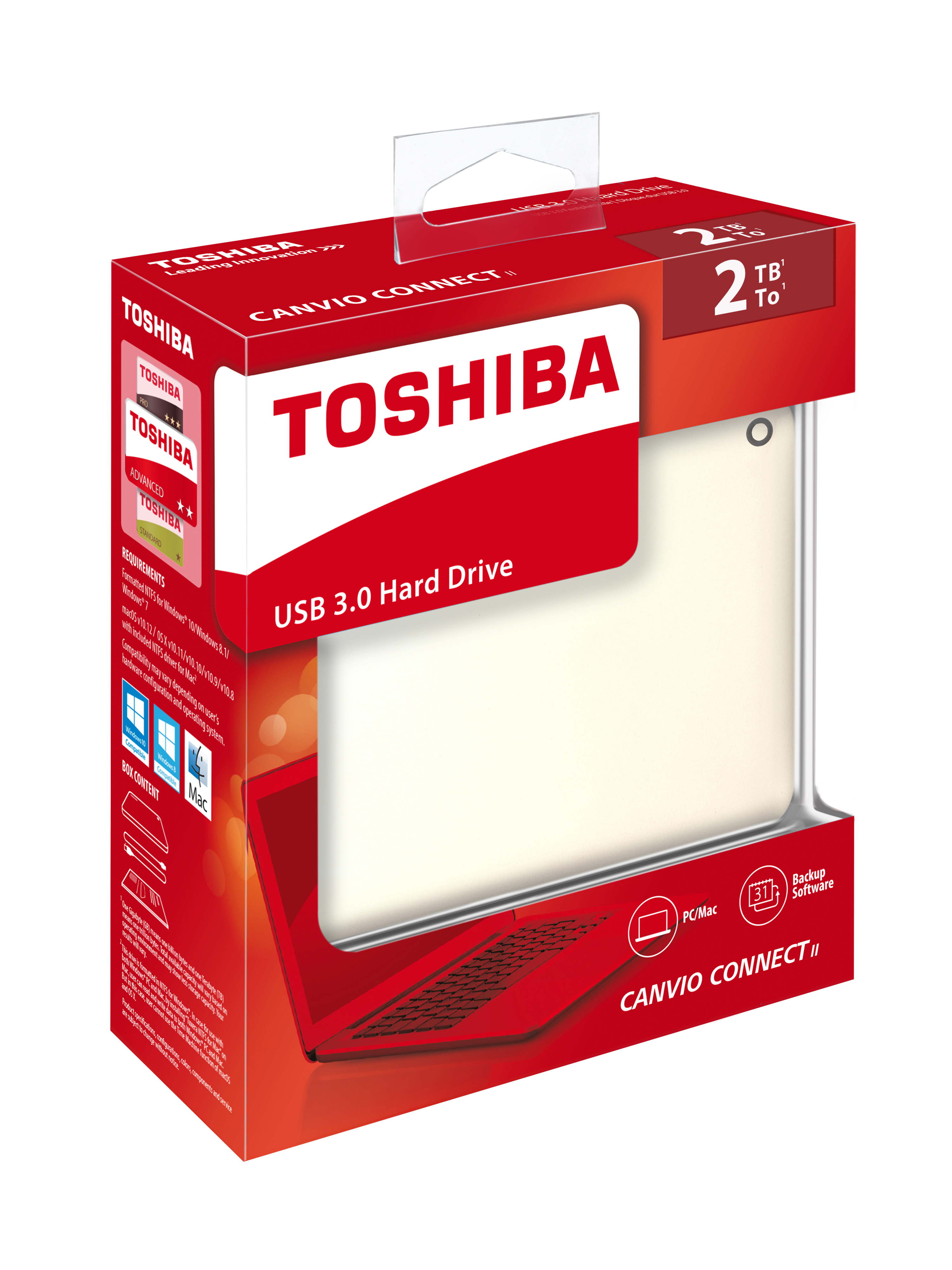 TOSHIBA Canvio Connect II Festplatte, 2 TB HDD, 2,5 Zoll, extern, Gold