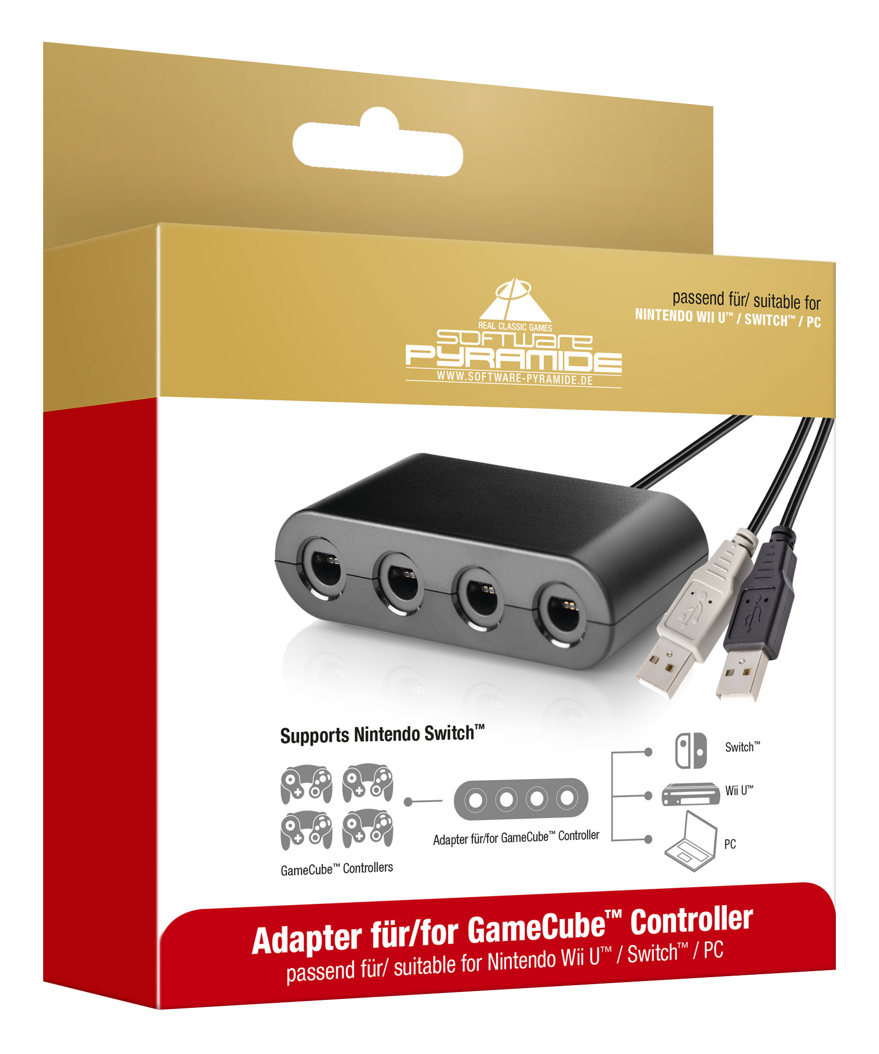 SOFTWARE PYRAMIDE Switchadapter für Gamecubecontroller Nintendo Switch Adapter, Schwarz