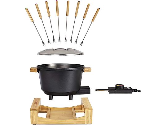 PRINCESS Pur - Fondue-Set (Bambus, Schwarz)