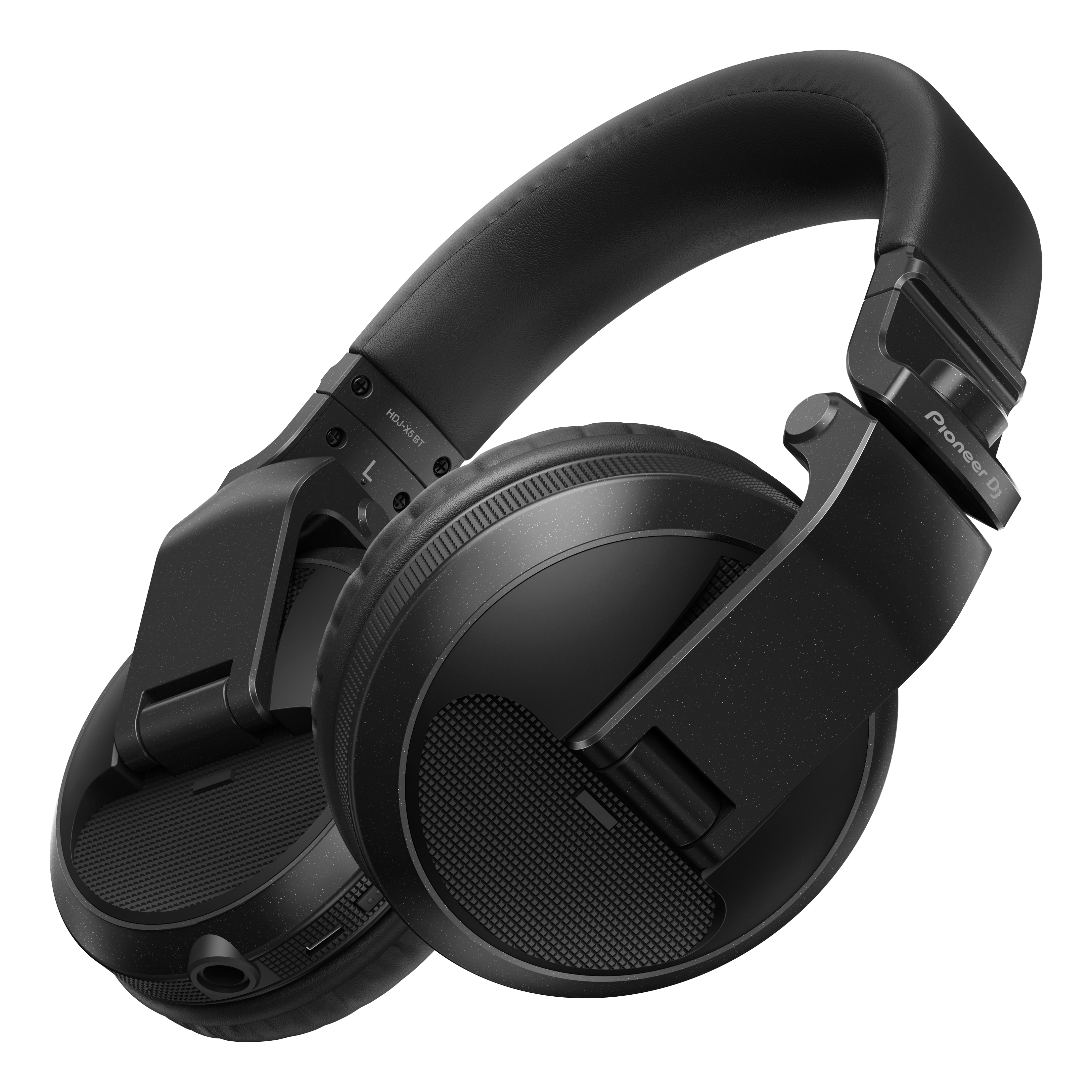 Black headphones with a cushioned headband and earcups. Pioneer DJ logo visible.