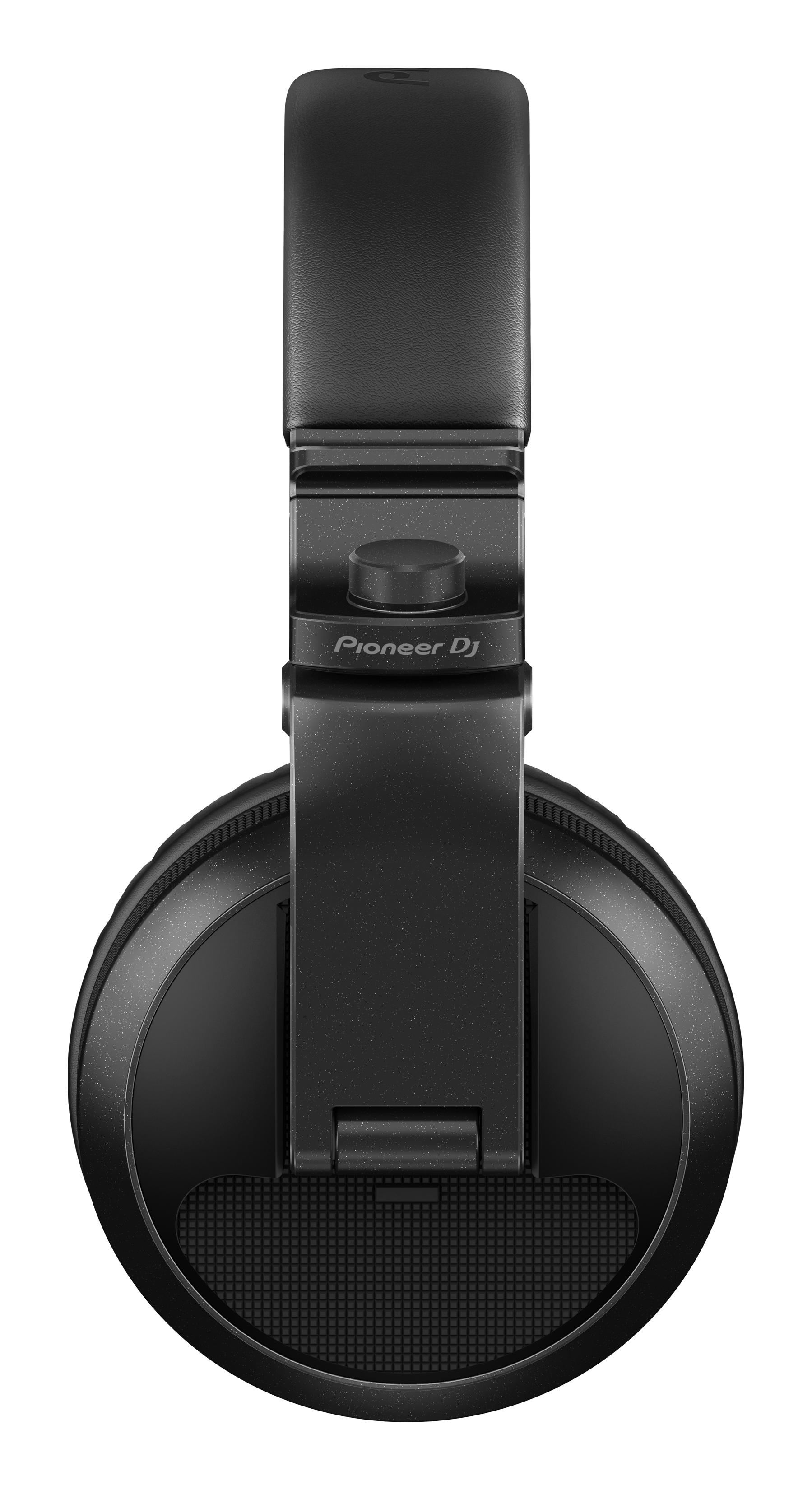 Black Pioneer DJ headphones, top view, with the Pioneer DJ logo. The design is sleek and modern.