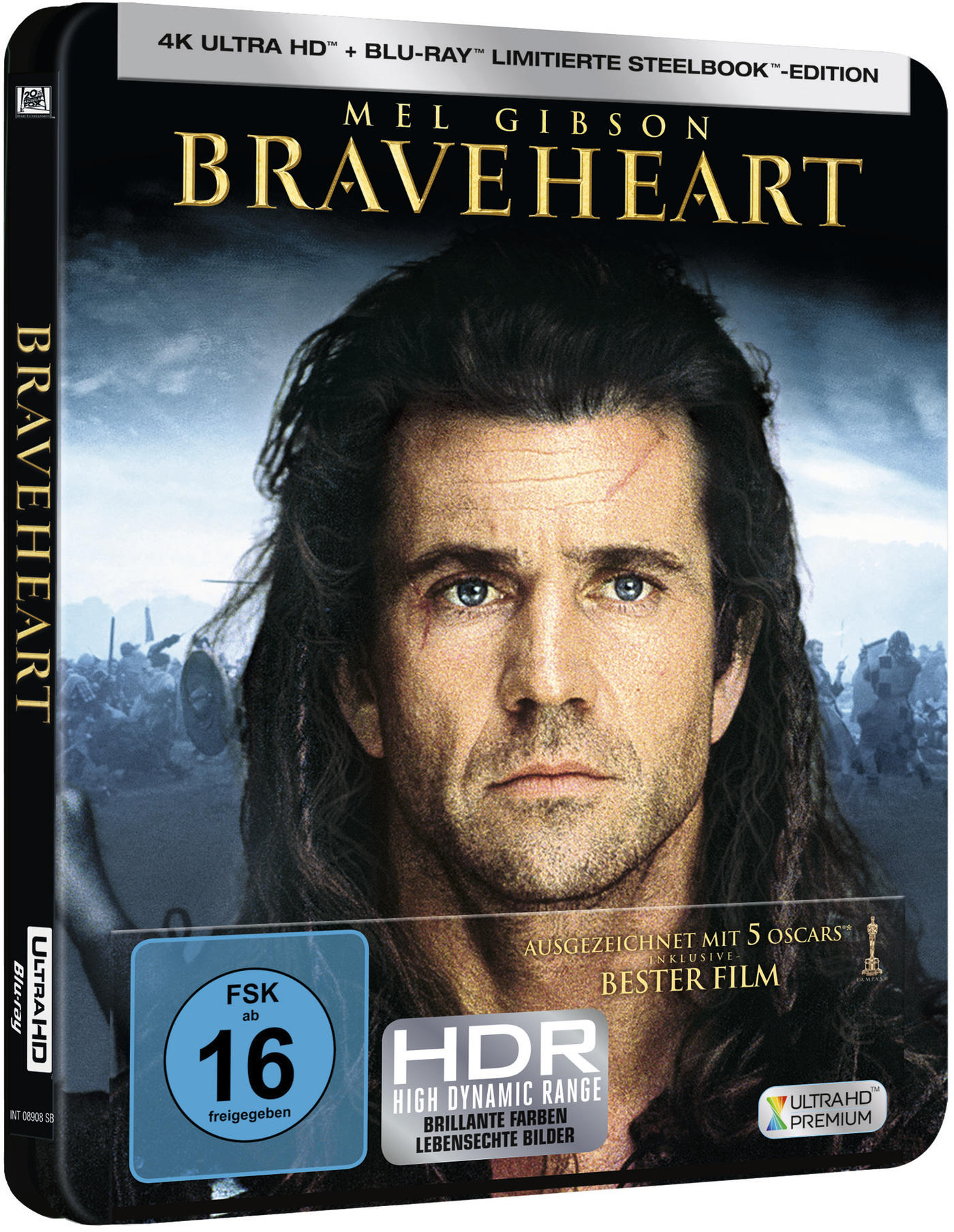 Blu-ray-Hülle mit Mel Gibson. Der Titel 'Braveheart' ist sichtbar.