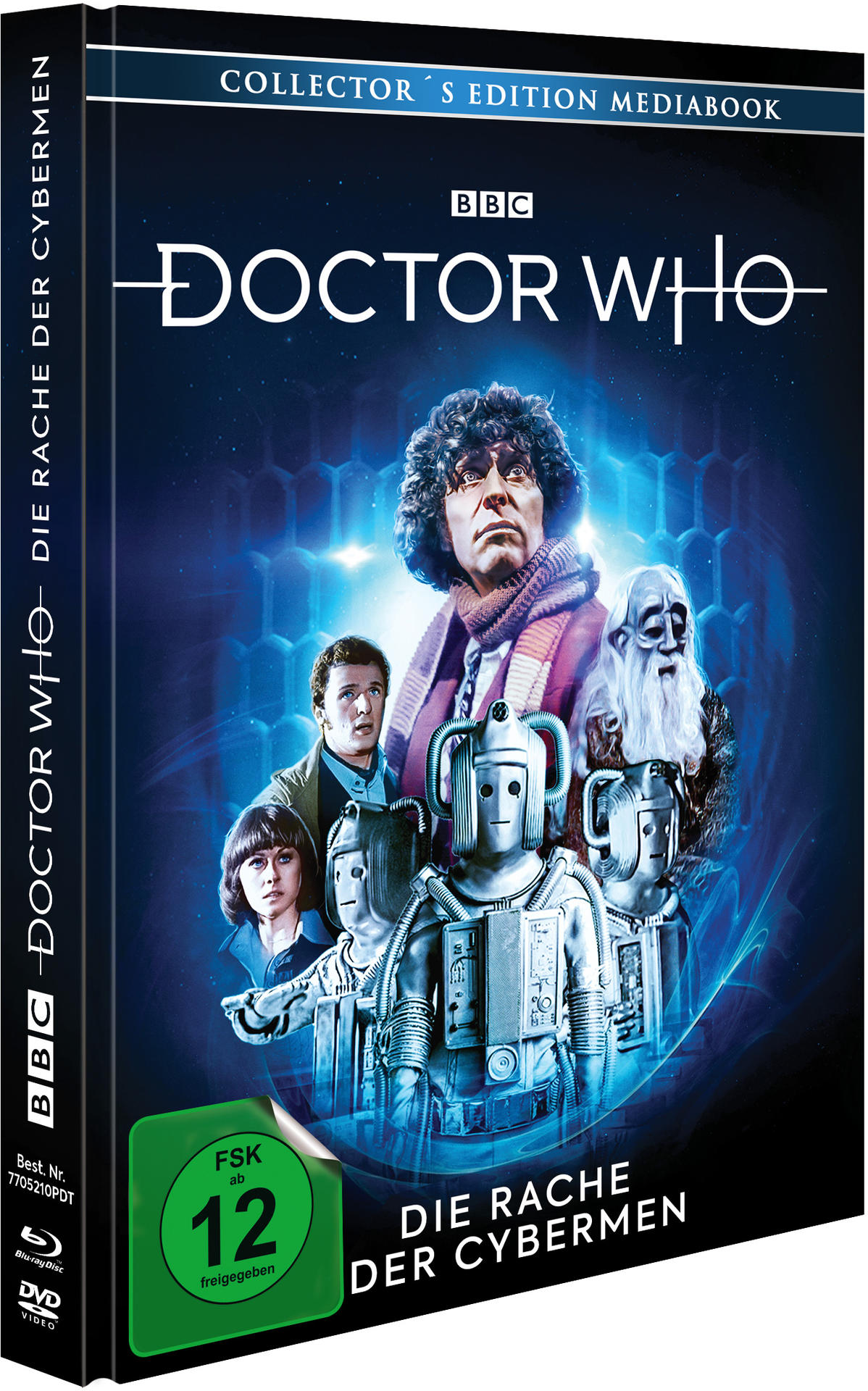 Das Cover einer Doctor Who DVD mit den Cybermen und einem blauen und dunklen Hintergrund.