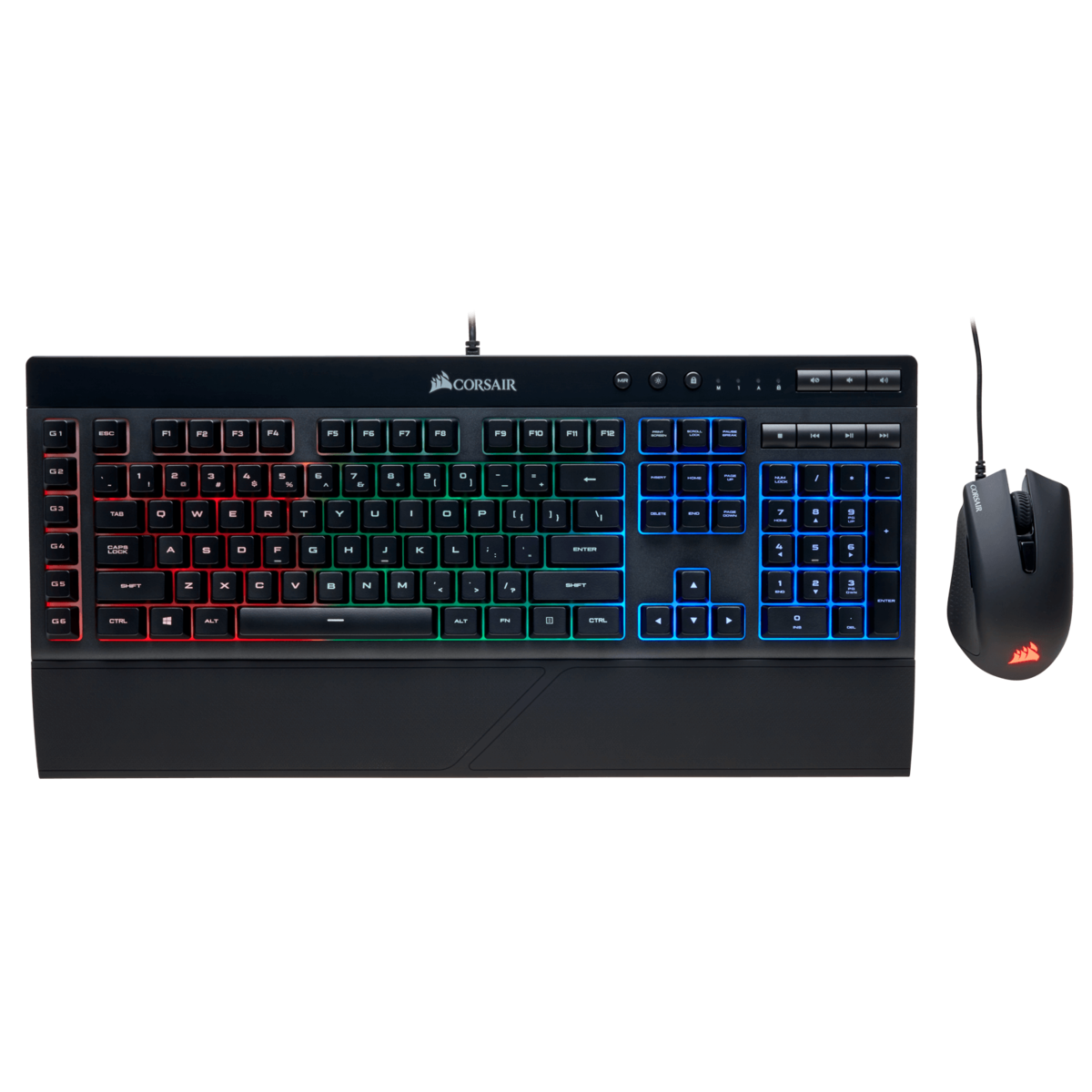 Pack gaming - Corsair Teclado K55 + Ratón Harpoon RGB, Teclas macro programables, Negro