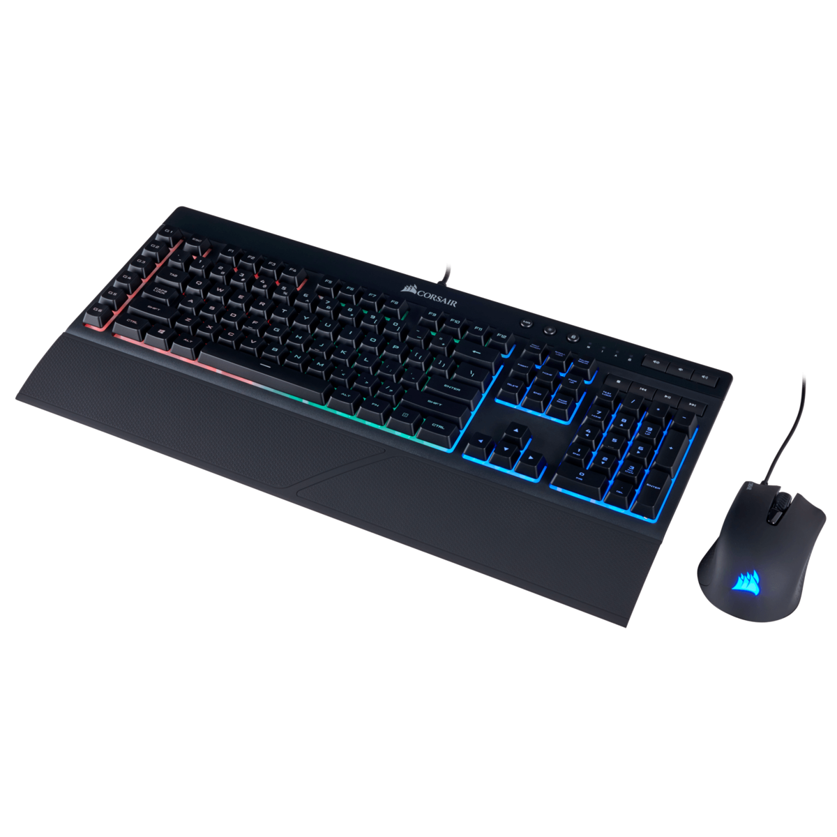 Pack gaming - Corsair Teclado K55 + Ratón Harpoon RGB, Teclas macro programables, Negro