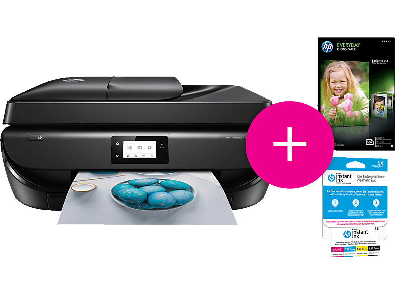 All In One Drucker Hp Officejet 5230 12 Monate Instant Ink 100 Blatt Fotopapier All In One Drucker Wlan Mediamarkt