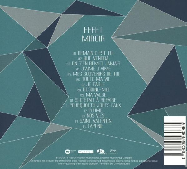 CD-Cover mit geometrischem Design in Blau und Weiß, mit Songtiteln und Play On-Logo. Weißer Hintergrund.