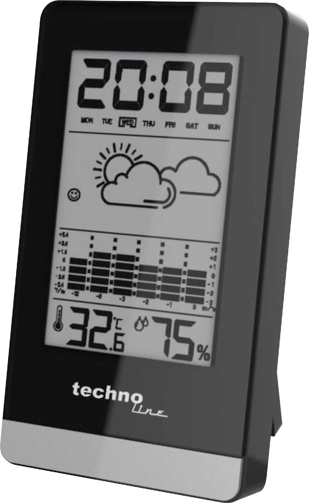 TECHNOLINE Digitális időjárás állomás, monochrom kijelzővel, kék háttérvilágítás, fekete (WS 9125)