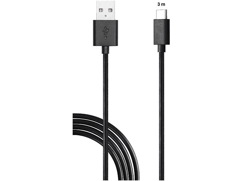 ISY Switch Play & Charge Cable, 3m schwarz IC-5006; Nintendo Switch USB 2.0-C Ladekabel