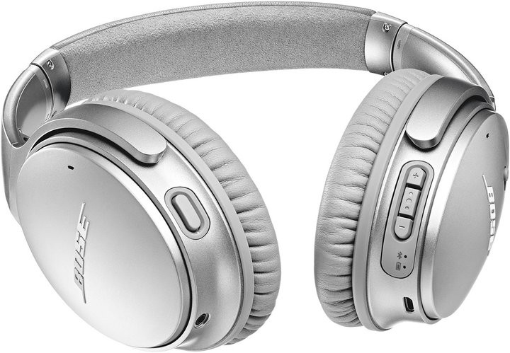 Auriculares inalámbricos - Bose QUIETCOMFORT 35 II, Bluetooth, Cancelación ruido, Micrófono, Plata