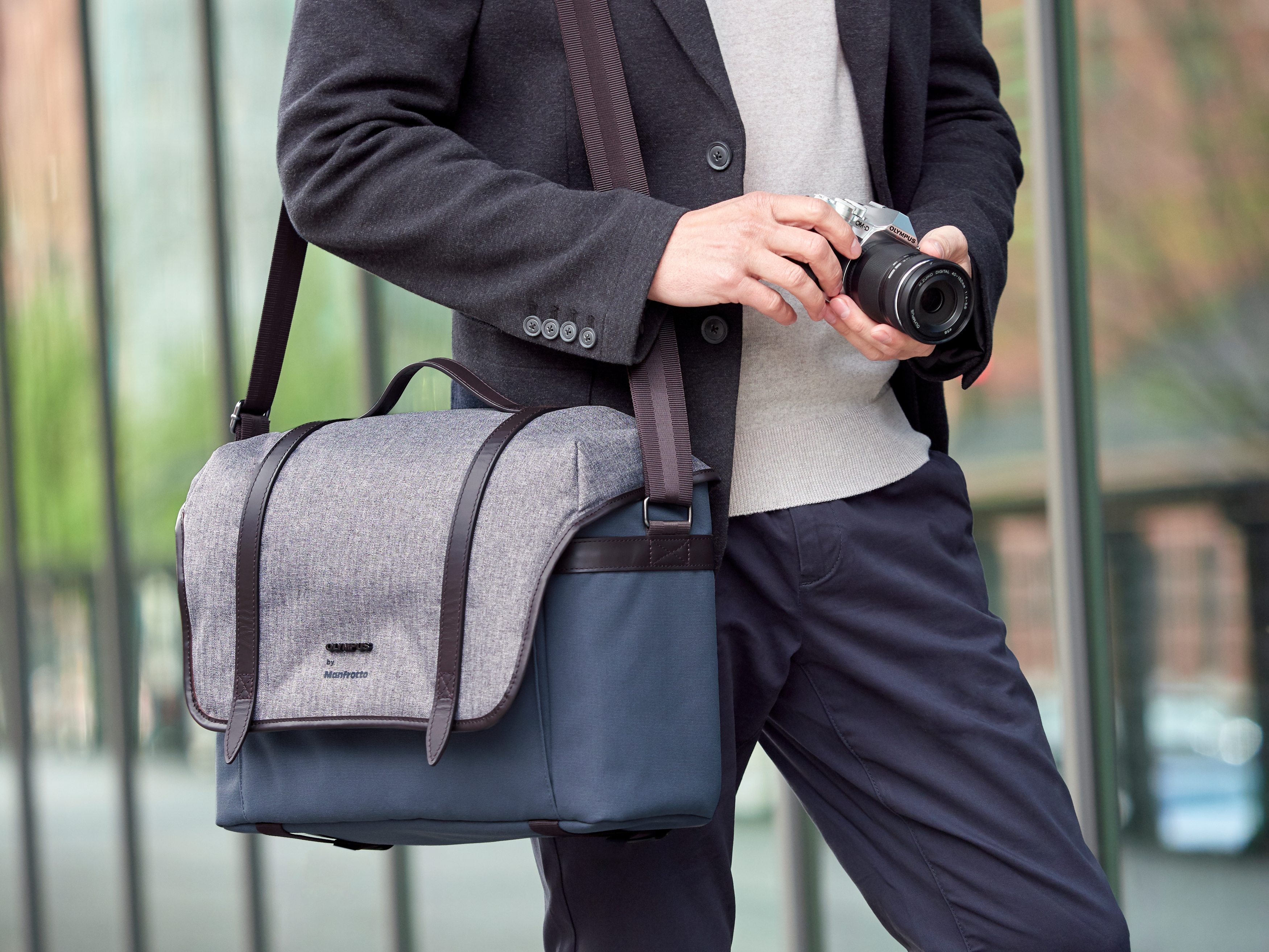 OLYMPUS Tasche Design by Manfrotto Kameratasche, Graublau