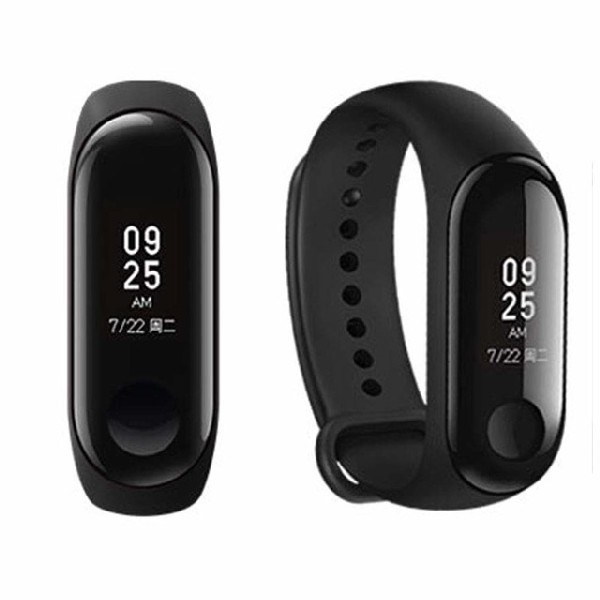 Dos smartwatches negros. Uno plano, el otro con correa. Muestra la fecha y la hora.