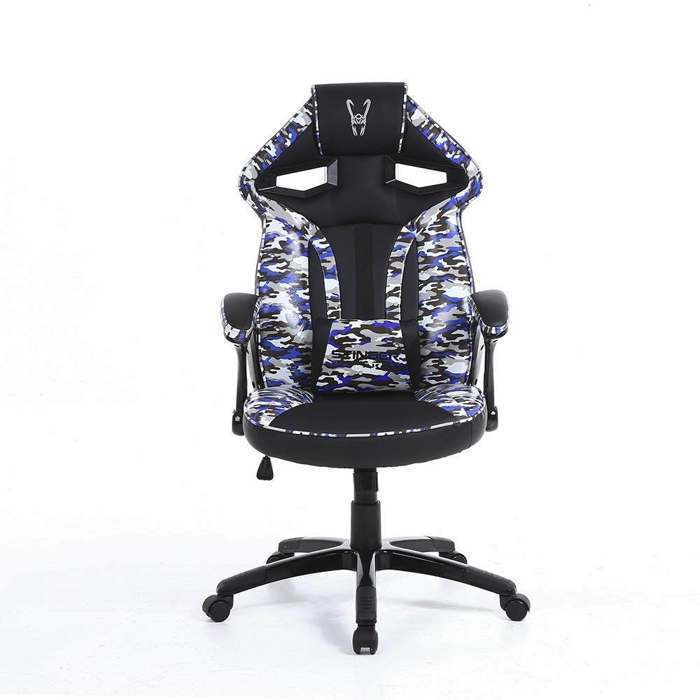 Silla gaming - Stinger Station Army Blue, Reposacabezas acolchado, Altura ajustable