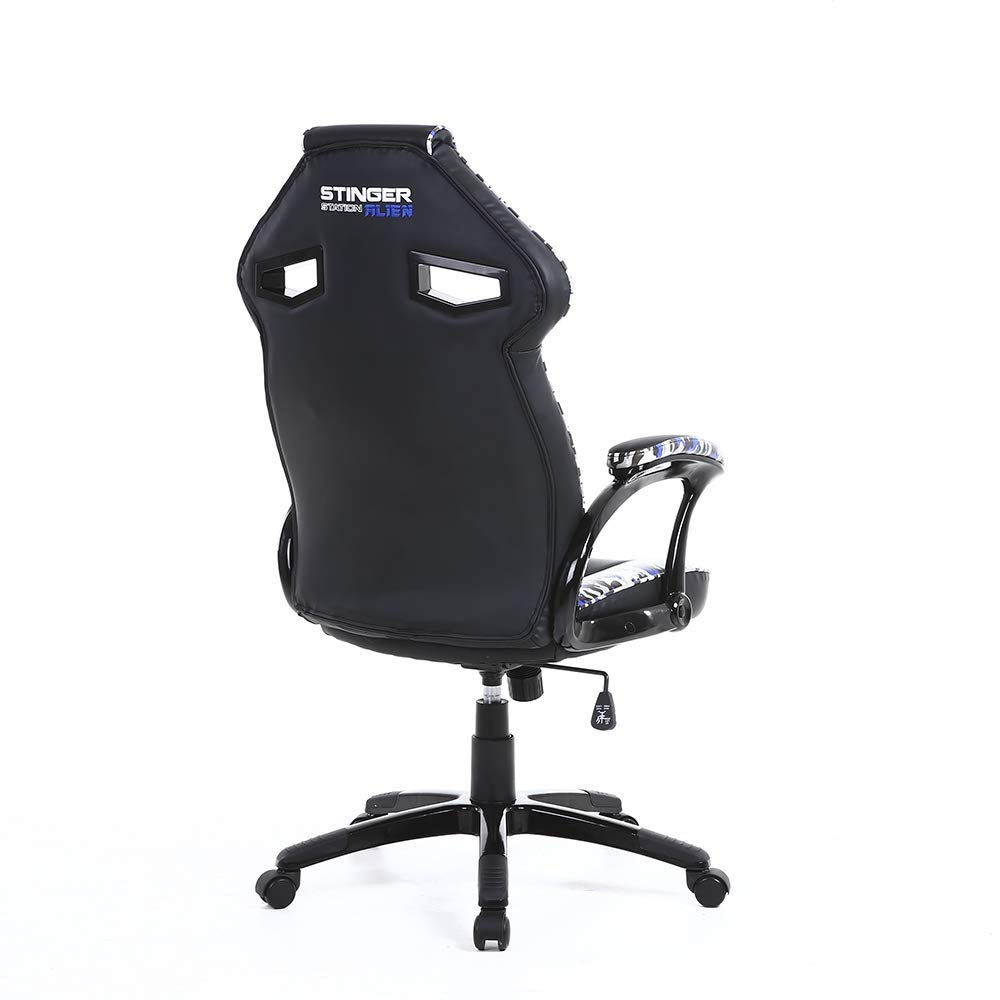 Silla gaming - Stinger Station Army Blue, Reposacabezas acolchado, Altura ajustable