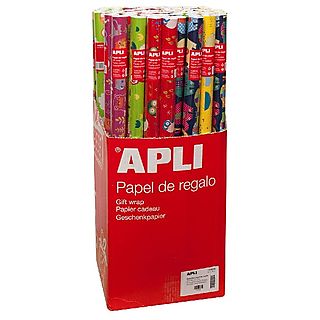 Papel de regalo - Apli 14002 Infantil, 2X0,70, 1 rollo, Color aleatorio