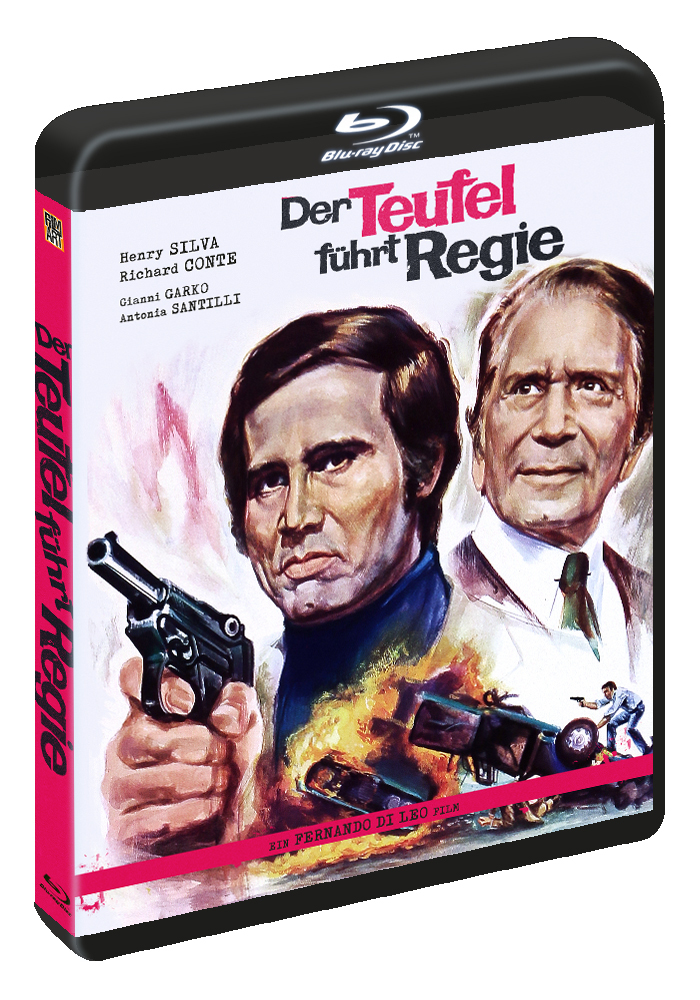 Blu-ray-Hülle mit Filmposter. Männer mit Waffen und Autoexplosionen sind sichtbar.