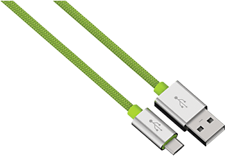 HAMA 80514 Adatkábel Micro USB Alu. "Color line" 1m, Zöld
