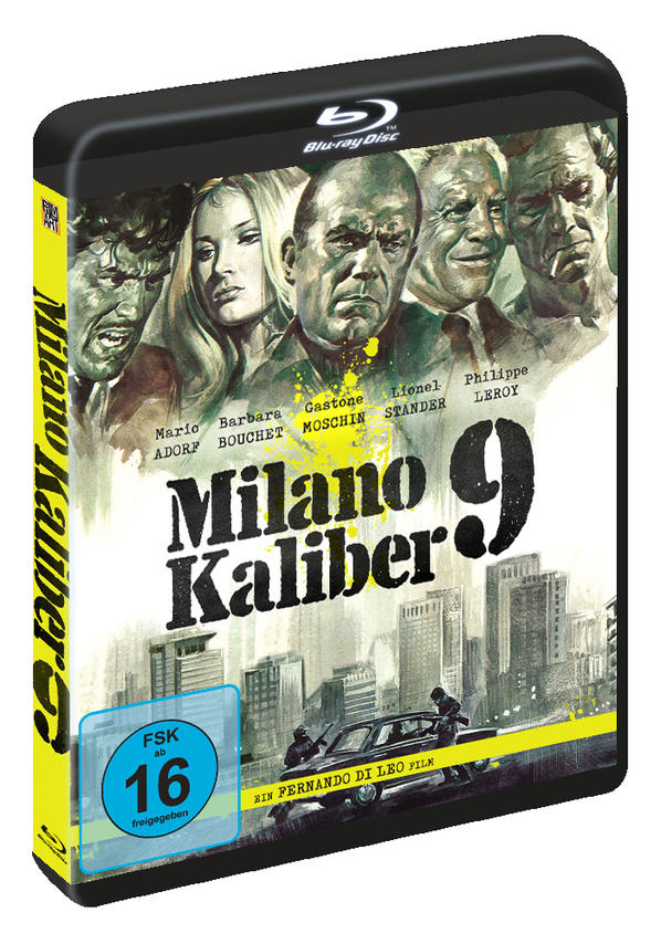 DVD-Cover des Films 'Milano Kaliber 9' mit Schauspielern und Titel.