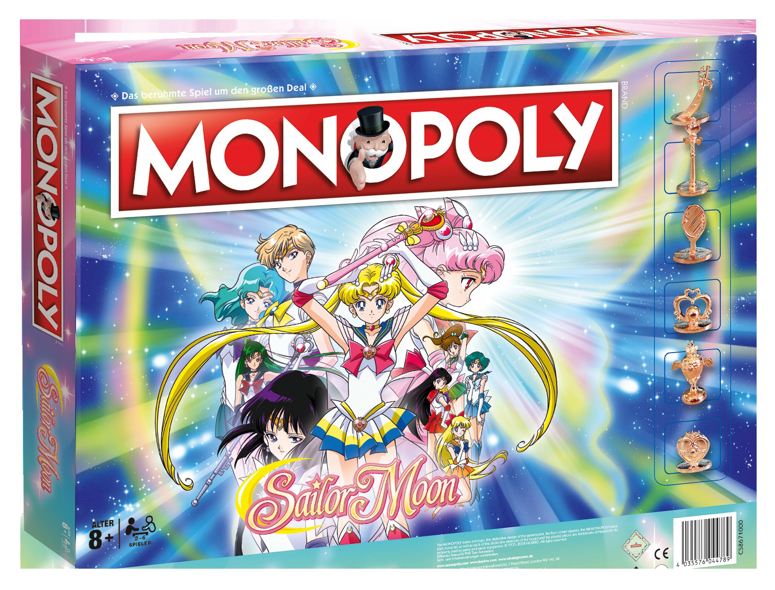 Sailor Moon Monopoly Brettspielbox mit Charakteren und Logo.