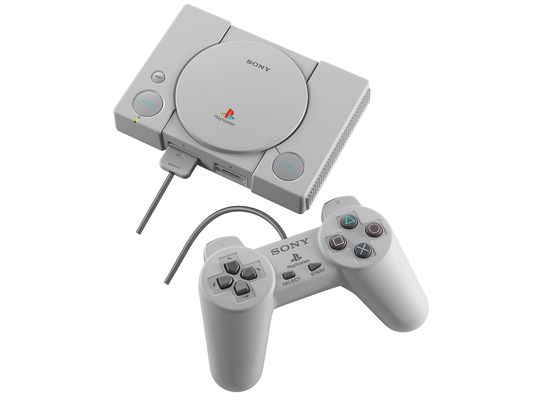 Consola - PlayStation Classic, Miniatura, Cable HDMI, Cable USB, Mandos, Gris