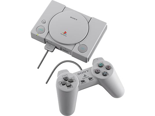 Consola - PlayStation Classic, Miniatura, Cable HDMI, Cable USB, Mandos, Gris