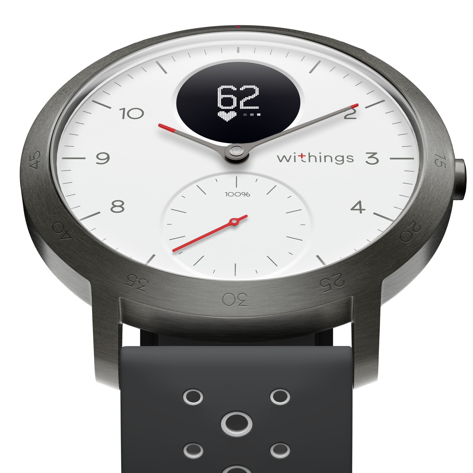 WITHINGS Steel HR Sport Hybrid Smartwatch Silikon, 230 mm, Weiß/Schwarz