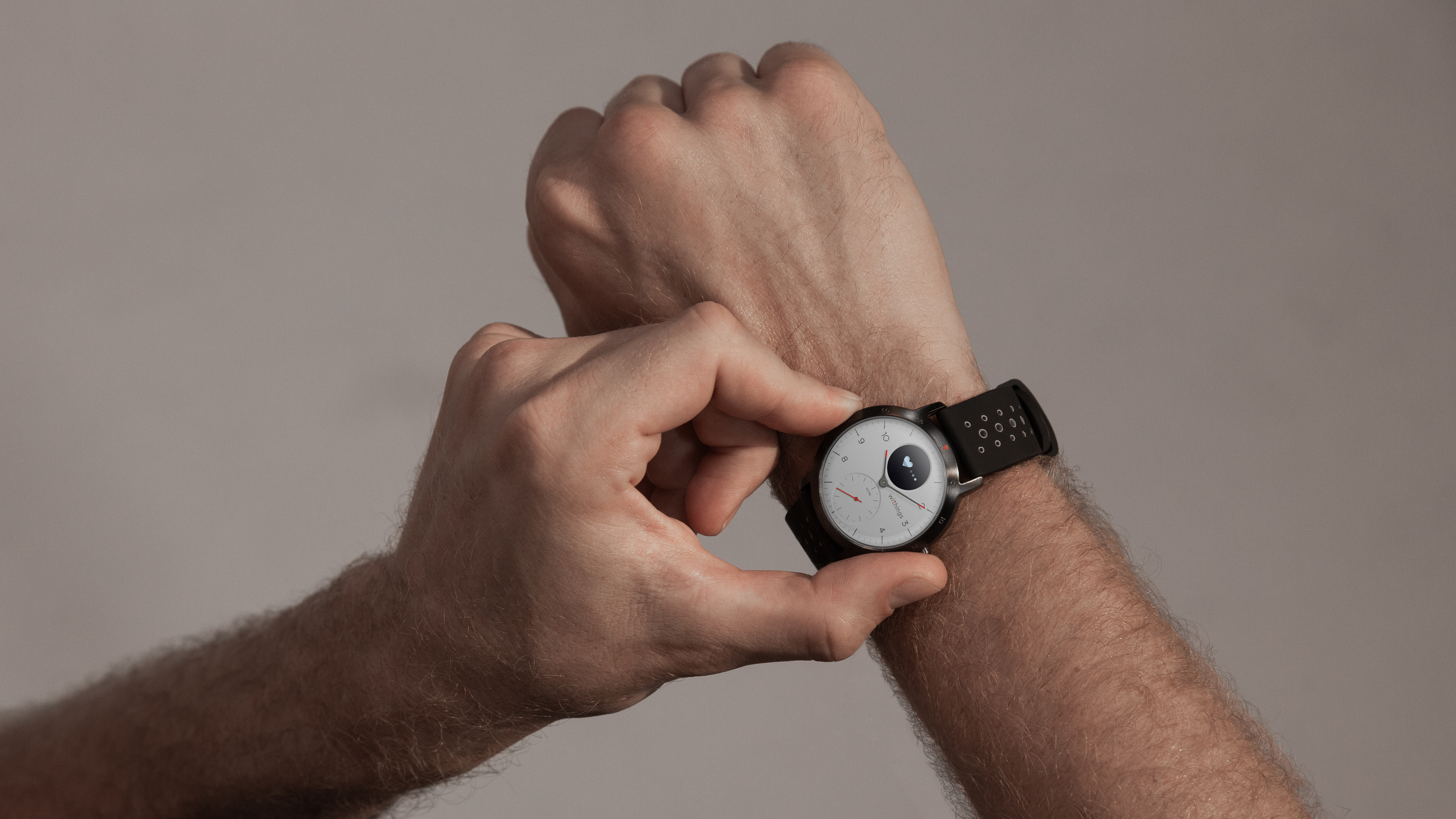 WITHINGS Steel HR Sport Hybrid Smartwatch Silikon, 230 mm, Weiß/Schwarz