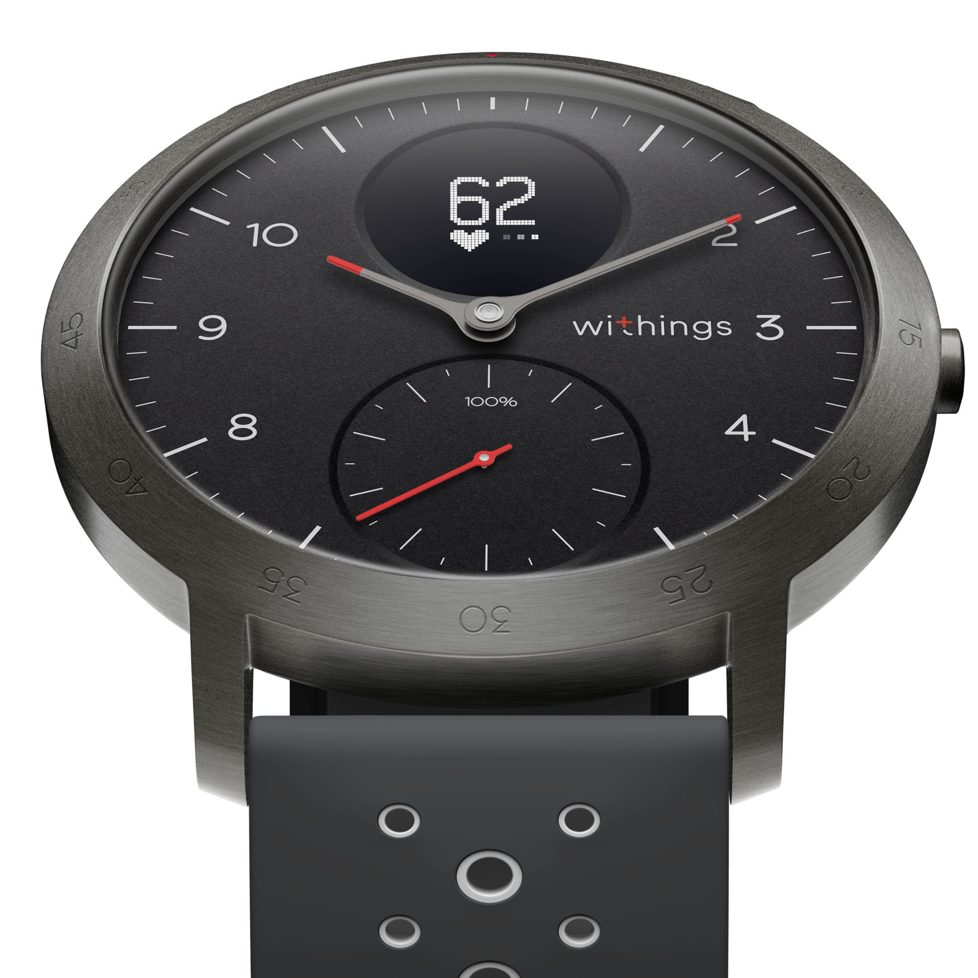 WITHINGS Steel HR Sport Hybrid Smartwatch Silikon, 230 mm, Schwarz