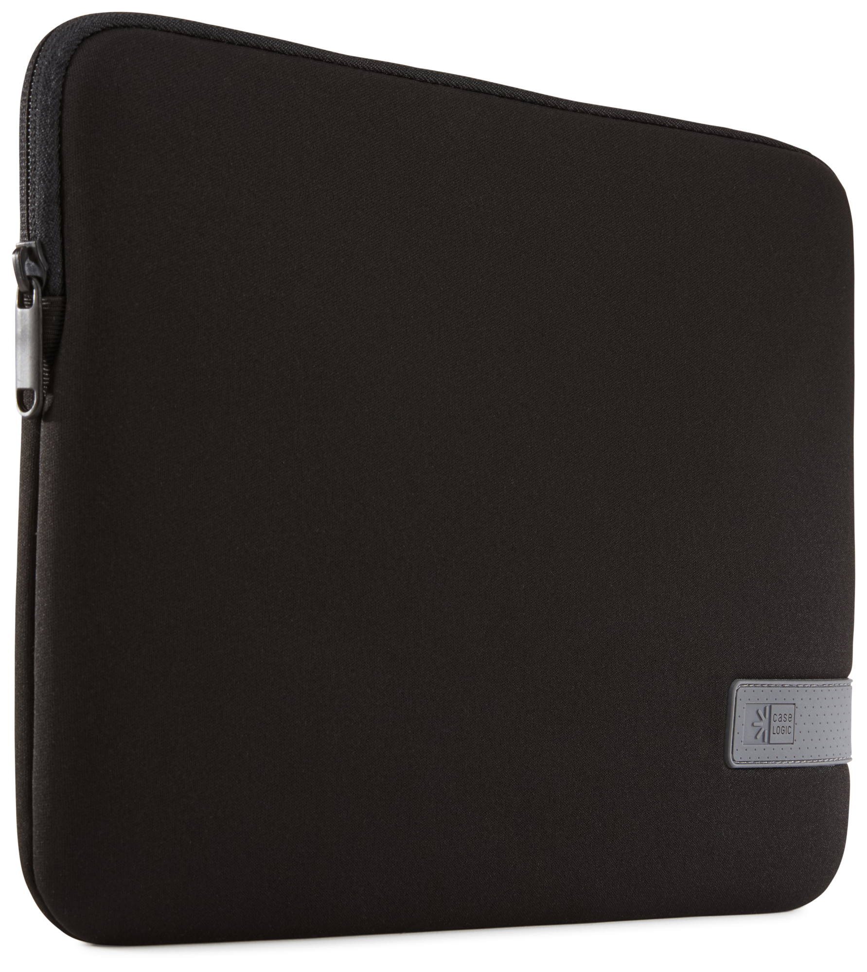 Zwarte laptoptas met ritssluiting en een grijs Case Logic label.