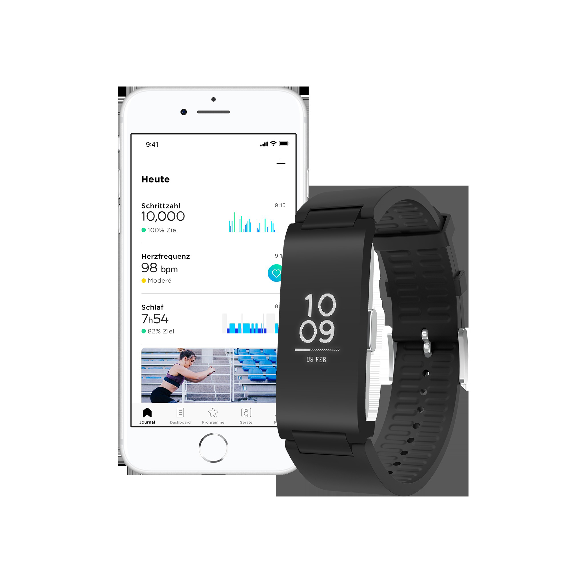 WITHINGS Pulse HR Fitnesstracker Gehäuse-Unterseite aus Edelstahl 316L, Gehäuse-Vorderseite aus gehärtetem Polycarbonat, eloxiertes Aluminumgelenk Silikon, 200 mm, Schwarz