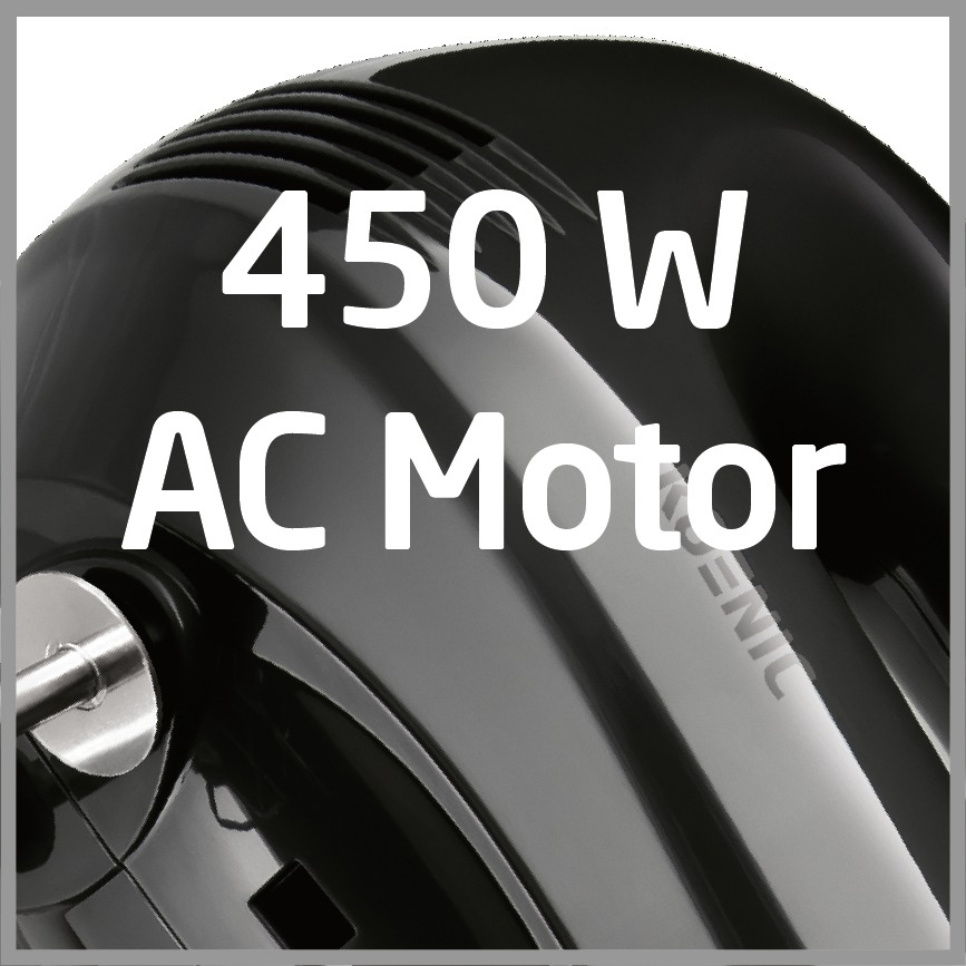 Schwarzer Handmixer mit Text 450W AC Motor.