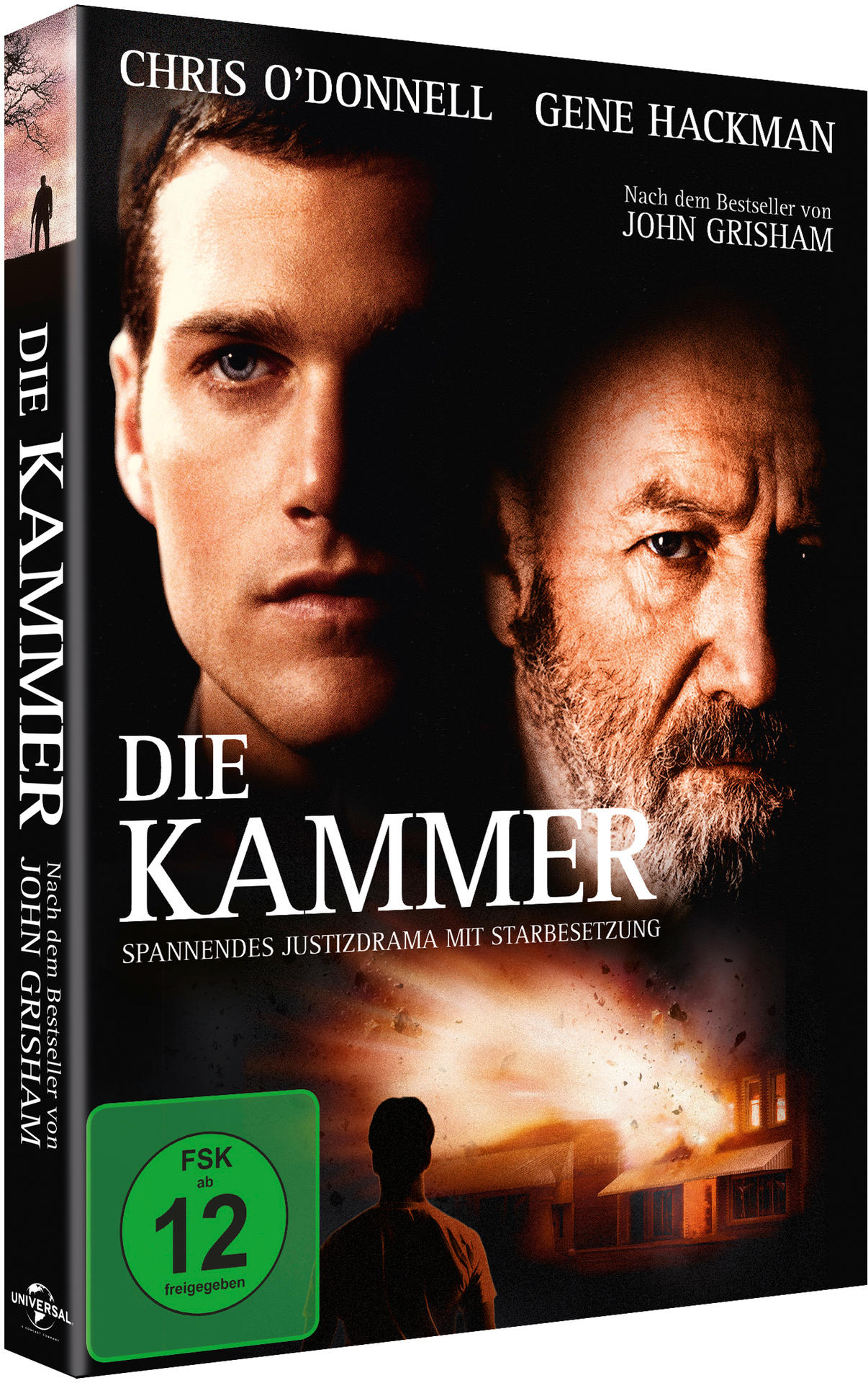 DVD-Hülle mit zwei Gesichtern. Der Filmtitel lautet Die Kammer auf Deutsch. Ein Mann ist unten.