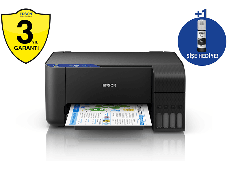EPSON EcoTank L3111 Yazıcı+Tarayıcı+Fotokopi Mürekkep Püskürtmeli