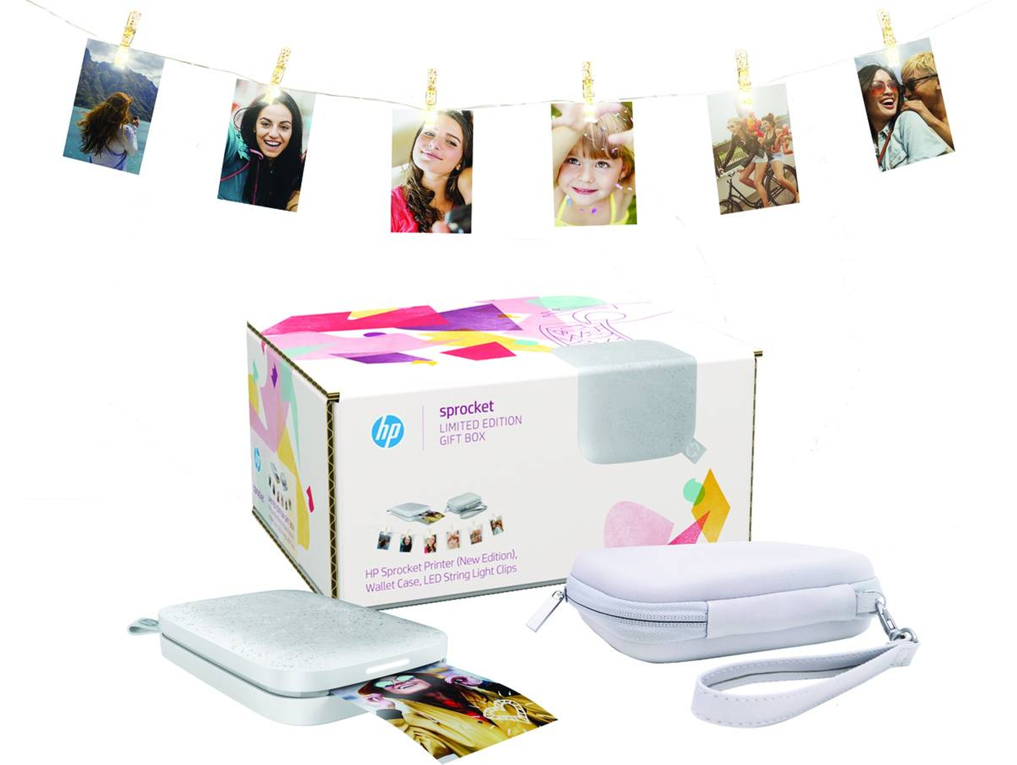 Pack Impresora fotográfica - HP Sprocket Perla + Funda + Tira luces LED